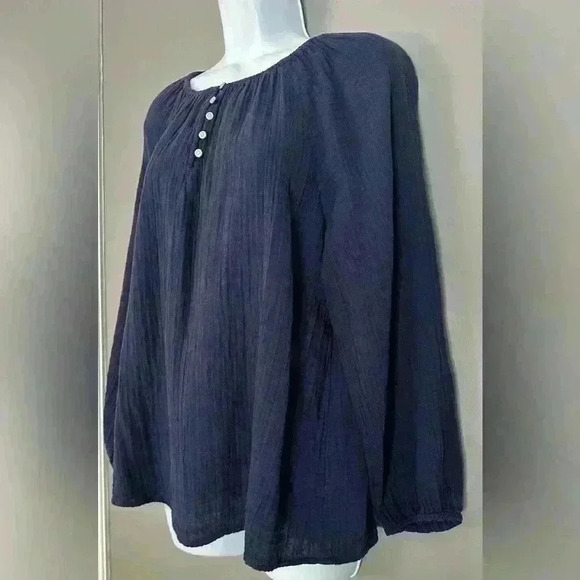 NYC Trends Blue Gauze Women's Blouse (303) - Picture 3 of 8